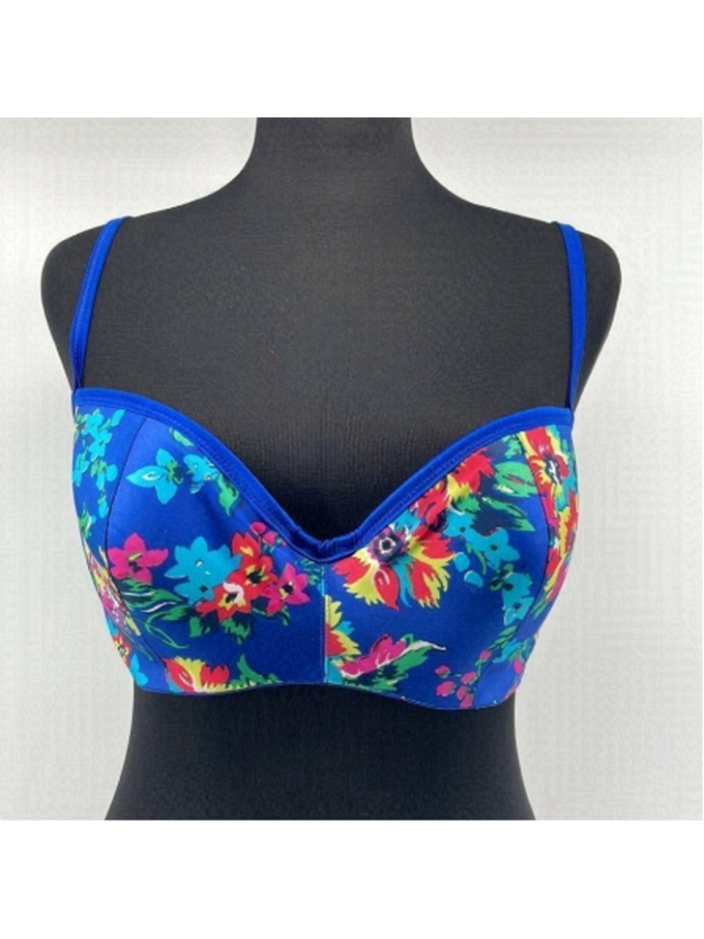 AERIE lightly lined bra floral sz 34 D blue multicolor